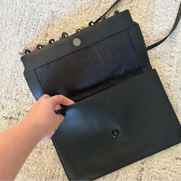 Rebecca Minkoff Black Leather Tassel Crossbody Purse - Picture 5 of 8